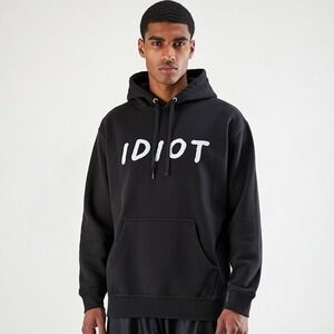 Black Graphic Idiot Men's Unisex funny humor Hoodie Size Large